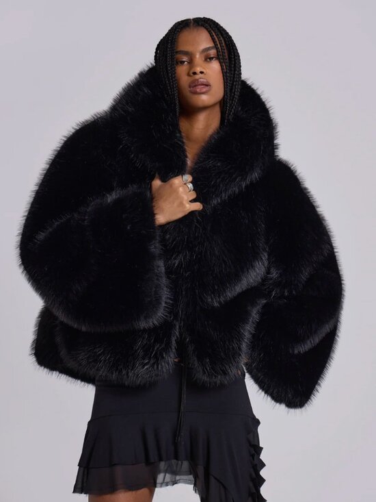 Jaded London Jackets & Blazers - Jaded London Mara Oversized Faux Fur Coat in Black (new)